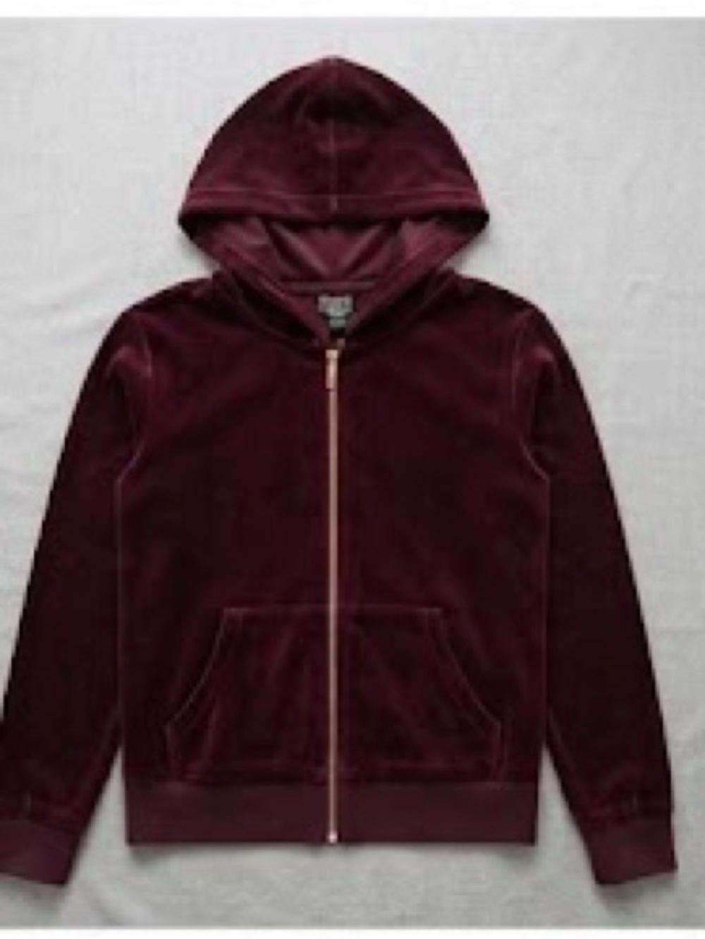 Velvet Zip-Up Hoodie Jacket in Deep Burgundy